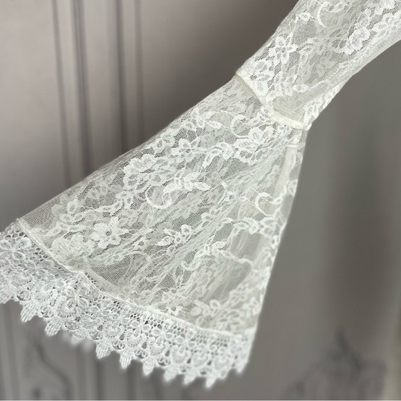 White Lace Kimono Duster Cardigan Coverup - Picture 7 of 9